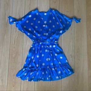 Blue silk polka dot dress